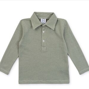 Lila and Hayes Finn Boys' Long Sleeve Polo Golf Shirt in Green Stripes,Size 6